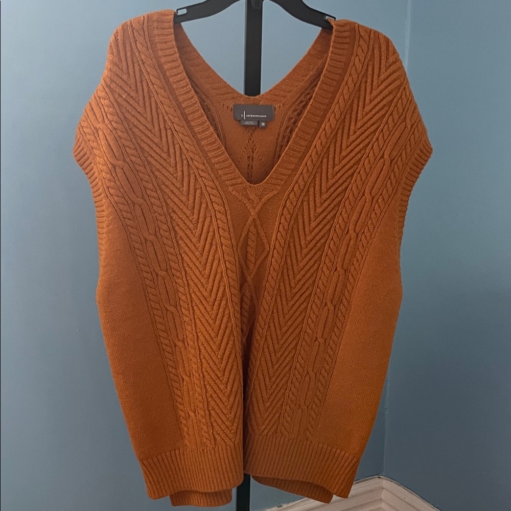 Anthropologie Tunic-style Rust Knit Sweater Vest